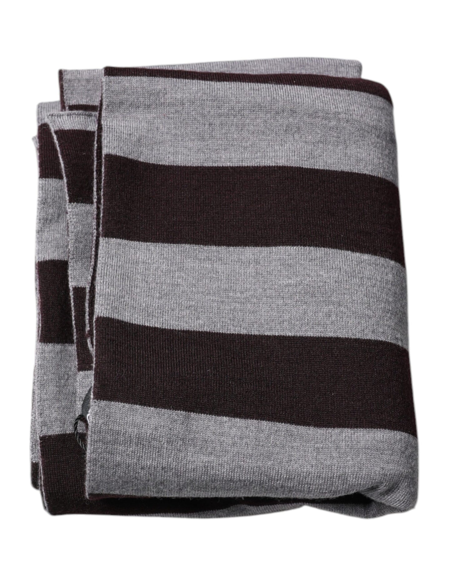 Dolce & Gabbana Black Gray Stripes Wool Neck Wrap Scarf