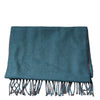 Dolce & Gabbana Blue Green Wool Fringes Wrap Shawl Scarf