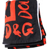 Dolce & Gabbana Black Red Logo Print Cotton Beach Towel