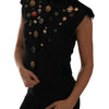 Dolce & Gabbana Black Embellished Floral Military Jacket Vest