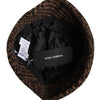 Dolce & Gabbana Brown Houndstooth Wool Woven Bucket Hat