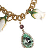 Dolce & Gabbana Gold Brass Short Chain Flower Crystal Pendant Necklace