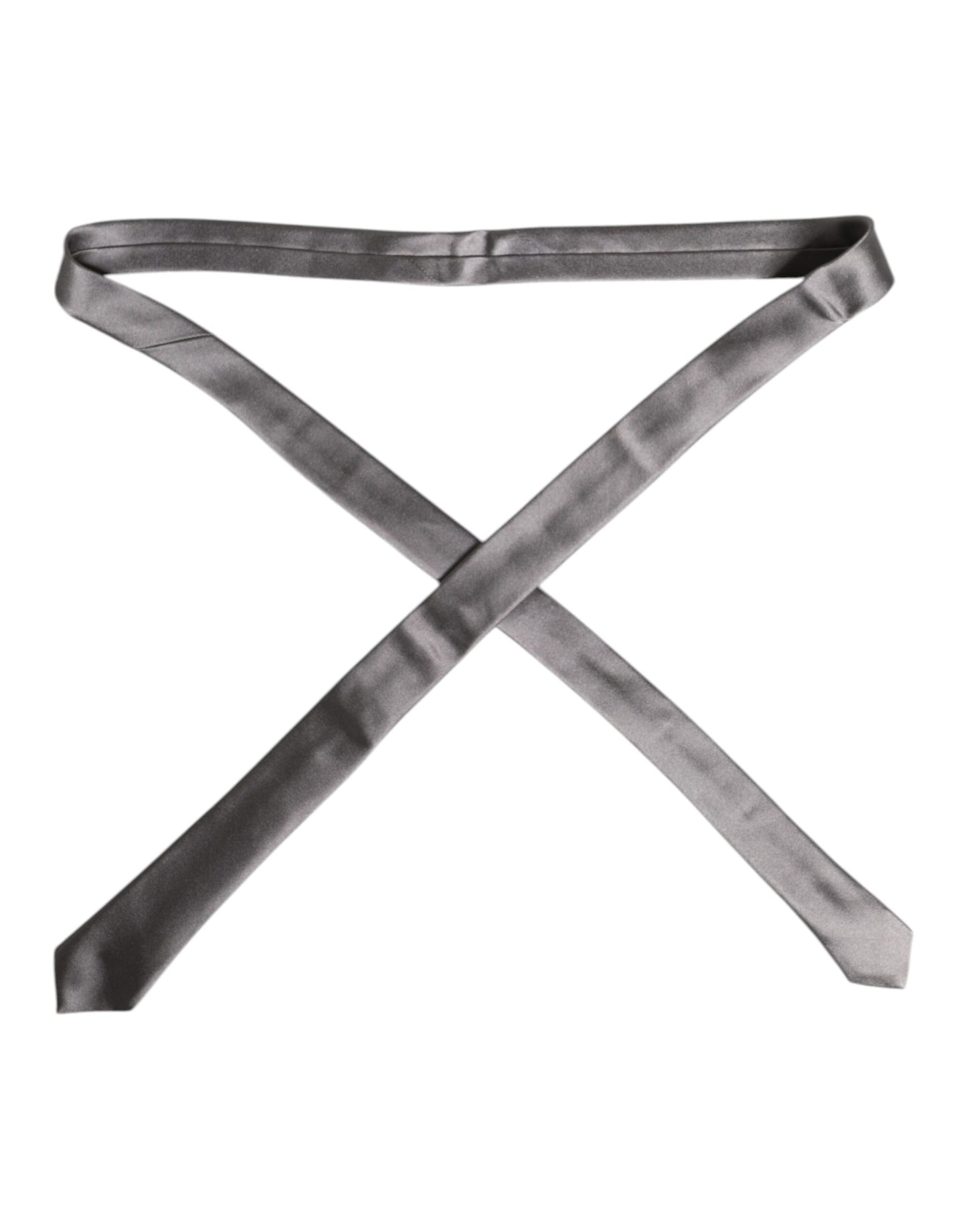 Dolce & Gabbana Metallic Silver Silk Adjustable Necktie Tie