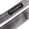 Dolce & Gabbana Metallic Silver Silk Adjustable Necktie Tie