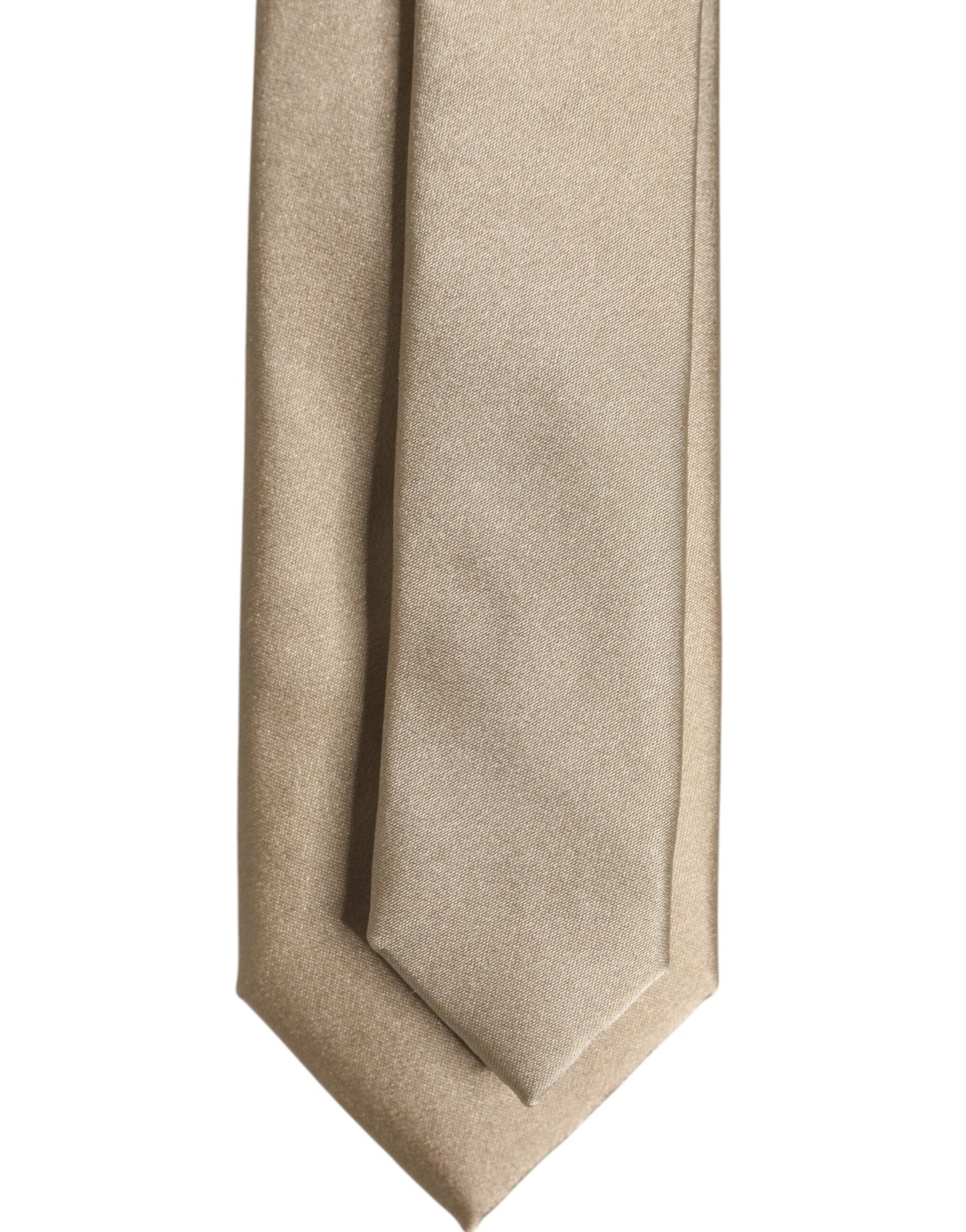 Dolce & Gabbana Beige Solid Silk Adjustable Necktie Tie