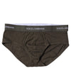 Dolce & Gabbana Gray Cotton Men Mid Slip Brief Underwear