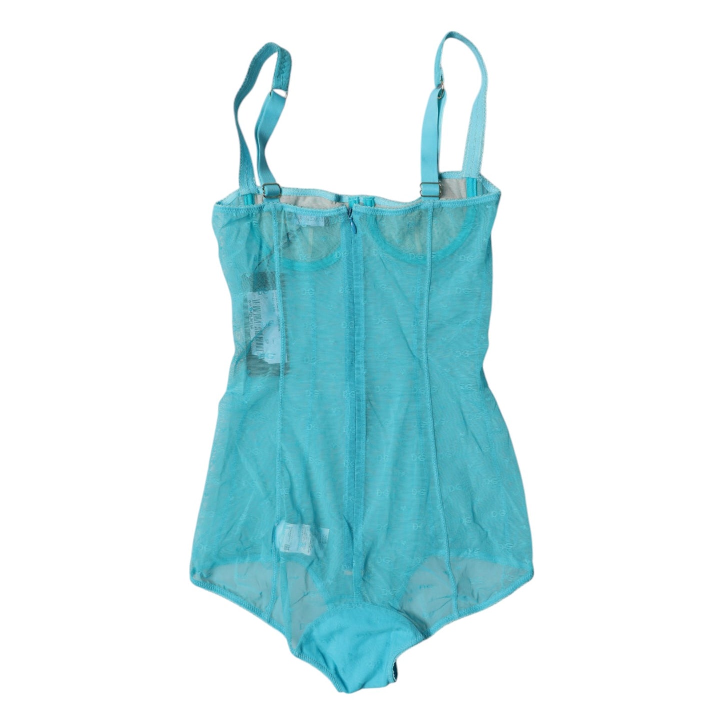 Dolce &amp; Gabbana Blauer Tüll-Balconette-BH-Body-Unterwäsche