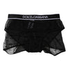Dolce &amp; Gabbana – Schwarze Höschen aus Nylon mit mittlerer Taille und Tüll