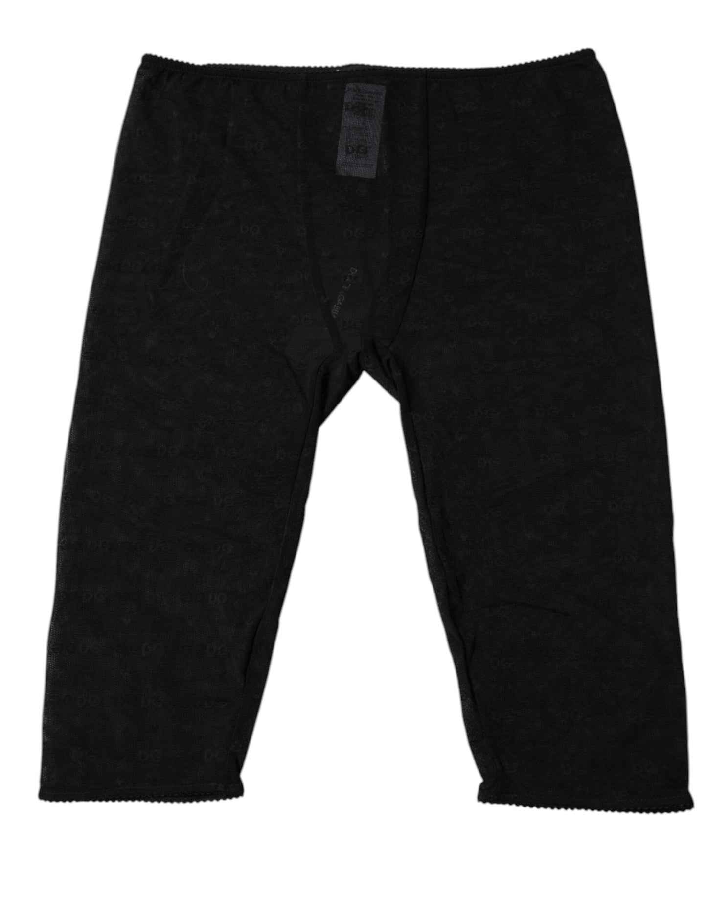 Dolce &amp; Gabbana – Schwarze, kurze Spitzenunterwäsche mit Logo