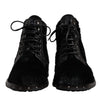 Dolce & Gabbana Black Pony Style Leather Mid Calf Boots Shoes