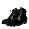 Dolce & Gabbana Black Pony Style Leather Mid Calf Boots Shoes