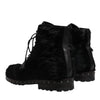 Dolce & Gabbana Black Pony Style Leather Mid Calf Boots Shoes