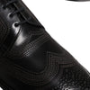 Dolce & Gabbana Black Embroidered Classic Leather Derby Dress Shoes