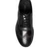 Dolce & Gabbana Black Embroidered Classic Leather Derby Dress Shoes