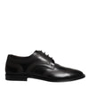 Dolce & Gabbana Black Embroidered Classic Leather Derby Dress Shoes