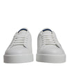 Dolce & Gabbana White Blue Leather Logo Low Top Sneakers Shoes