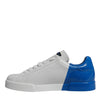 Dolce & Gabbana White Blue Leather Logo Low Top Sneakers Shoes