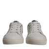 Dolce & Gabbana White Suede Leather Low Top Sneakers Shoes