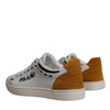 Dolce & Gabbana White Suede Leather Low Top Sneakers Shoes