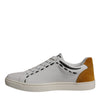 Dolce & Gabbana White Suede Leather Low Top Sneakers Shoes