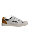 Dolce & Gabbana White Suede Leather Low Top Sneakers Shoes