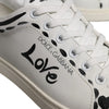 Dolce & Gabbana White Suede Leather Low Top Sneakers Shoes