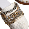 Dolce & Gabbana White Raffia Clogs Bejeweled Chain Sandals Shoes