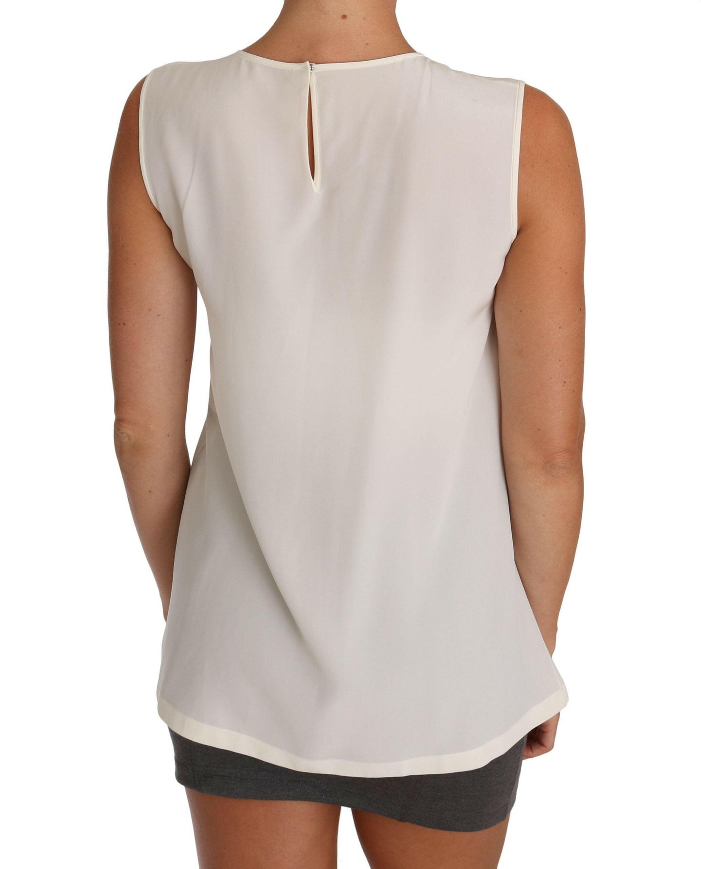 Dolce &amp; Gabbana Weißes Seiden-T-Shirt mit Kristall-Pailletten