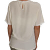 Dolce & Gabbana White Cream Silk Lace Top Blouse T-Shirt
