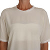 Dolce & Gabbana White Cream Silk Lace Top Blouse T-Shirt