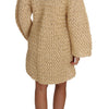 Dolce & Gabbana Beige Cardigan Crochet Knitted Raffia Sweater