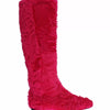 Dolce & Gabbana Pink Lamb Fur Leather Flat Boots Shoes