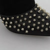 Philipp Plein Black Suede Studded Heels Ankle Boots Shoes