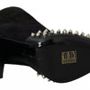 Philipp Plein Black Suede Studded Heels Ankle Boots Shoes