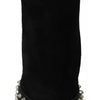 Philipp Plein Black Suede Studded Heels Ankle Boots Shoes