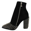 Philipp Plein Black Suede Studded Heels Ankle Boots Shoes