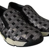 PINKO Silver Black Slip-on Sequence Design Sneakers Shoes