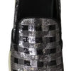 PINKO Silver Black Slip-on Sequence Design Sneakers Shoes