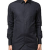Dolce & Gabbana Dark Blue GOLD Cotton Long Sleeves Dress Shirt