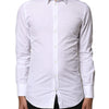 Dolce & Gabbana White GOLD Cotton Long Sleeves Dress Shirt