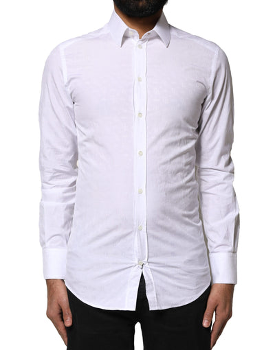 Dolce & Gabbana White GOLD Cotton Long Sleeves Dress Shirt