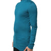 Dolce & Gabbana Blue Cotton Turtleneck Long Sleeves Sweater