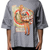 Dolce & Gabbana Gray Polka Dot Pin-Up Print Crew Neck T-shirt