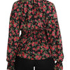 Dolce & Gabbana Black Rose Print Floral Shirt Top Blouse