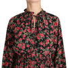 Dolce & Gabbana Black Rose Print Floral Shirt Top Blouse