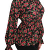 Dolce & Gabbana Black Rose Print Floral Shirt Top Blouse