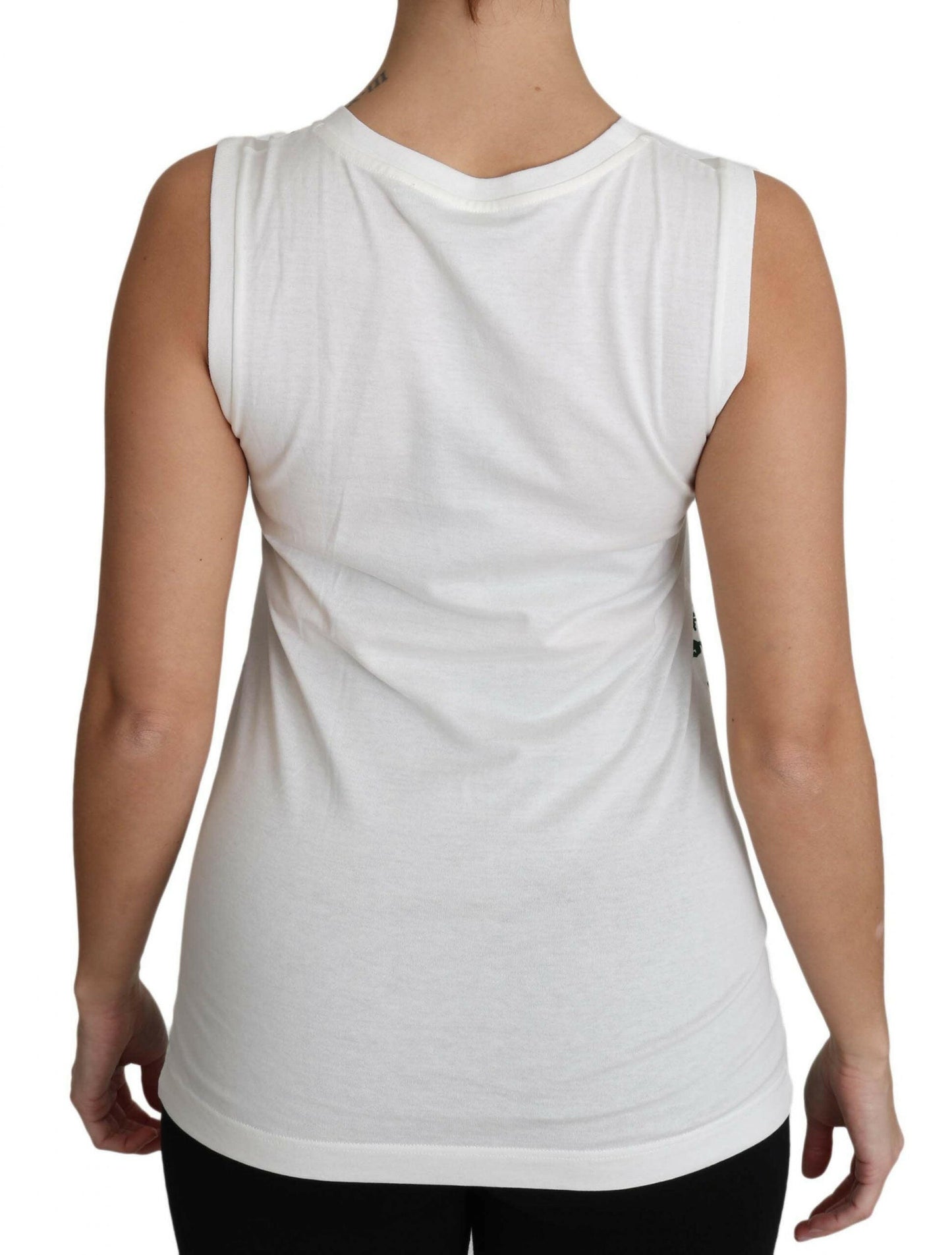 Dolce & Gabbana White Cotton #dgfamily Sleeveless Shirt Tank Top