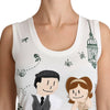 Dolce & Gabbana White Cotton #dgfamily Sleeveless Shirt Tank Top