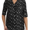 Dolce & Gabbana Black GuitarTrumpet Print Silk Shirt Top