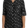 Dolce & Gabbana Black GuitarTrumpet Print Silk Shirt Top